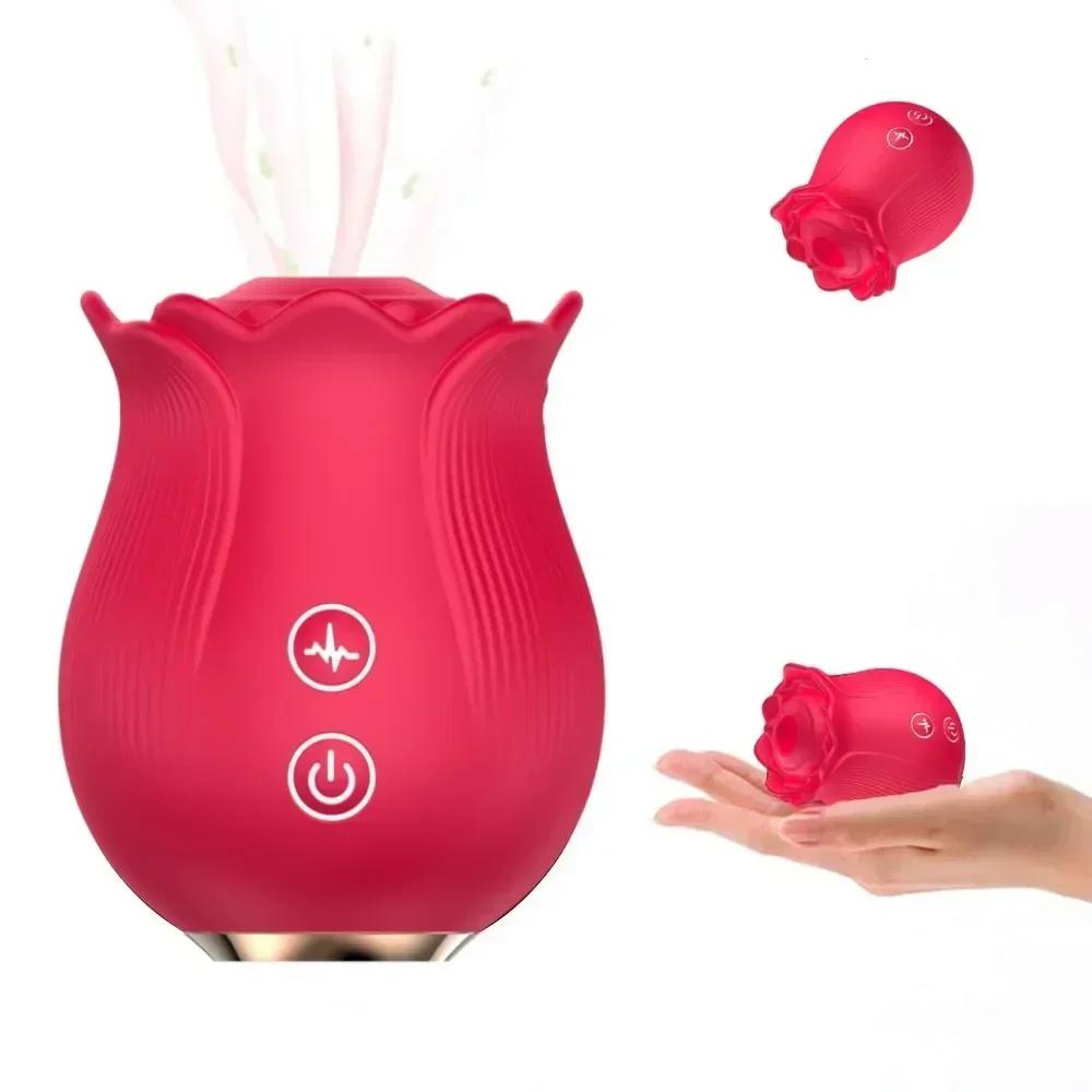 Sex Rose Shape Vagina Sucking Vibrator Intimate Good Nipple Sucker Oral Licking Clitoris Stimulation Powerful Sex Toys for Women