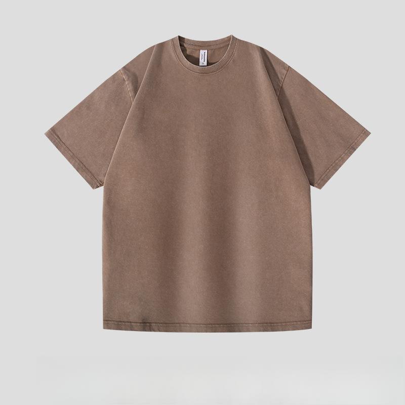 

2025 Летние стираные винтажные футболки уличная хип-хоп ретро панк футболка женская Харадзюку повседневная хлопковая с коротким рукавом стираный топ S кофейный