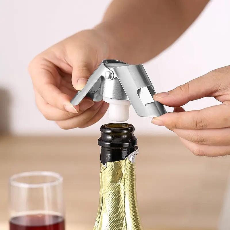 1Pcs Champagne Bottle Stopper Stainless Steel Sparkling Grape Wine Bottle Plug Vacuum Sealer Bottle Liquor Flow Stopper Cap Bar