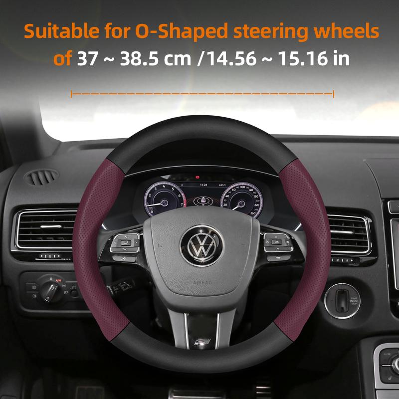 Suitable for Volkswagen Breathable Leather Matte Carbon Fiber Texture Steering Wheel Cover Suitable for Polo Golf 5 6 7 Gol Cc Passat B6 B8 Jetta