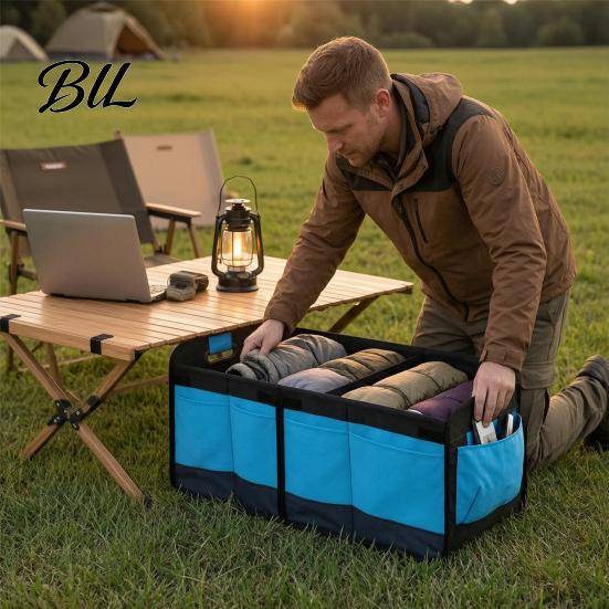 Car Trunk Organizer Organizer, Partitioned Compartments Design, Durable Waterproof Foldable Storage Oxford Cargo Container for Vehicle And Home