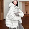 Winter women's hooded ribs cotton clothes loose silhouette small man versatile thickened cold-proof jacket