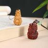 Creative Chinese Style Zodiac Dragon Carving Keyring Pendant in Green and Purple Sandalwood
