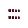 Burgundy Glitter Press-On Nails - Removable Pure Desire Nail Art Patches, Internet Celebrity Style, Simple Short Nails.