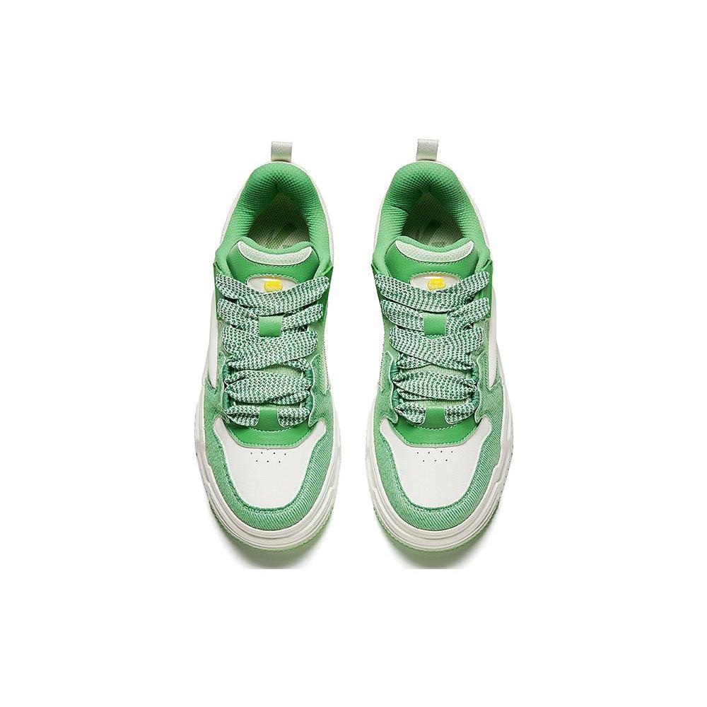 Anta Micro Sugar Puffy Shoes Anti Slip Wear Resistant Low Top Skateboard Shoes Men's White Green 912348001-5