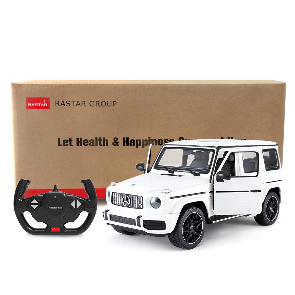RASTAR AMG G63 RC model headlights and taillights light left and right doors and back door can be opened and closed white 1/14 Mercedes-Benz