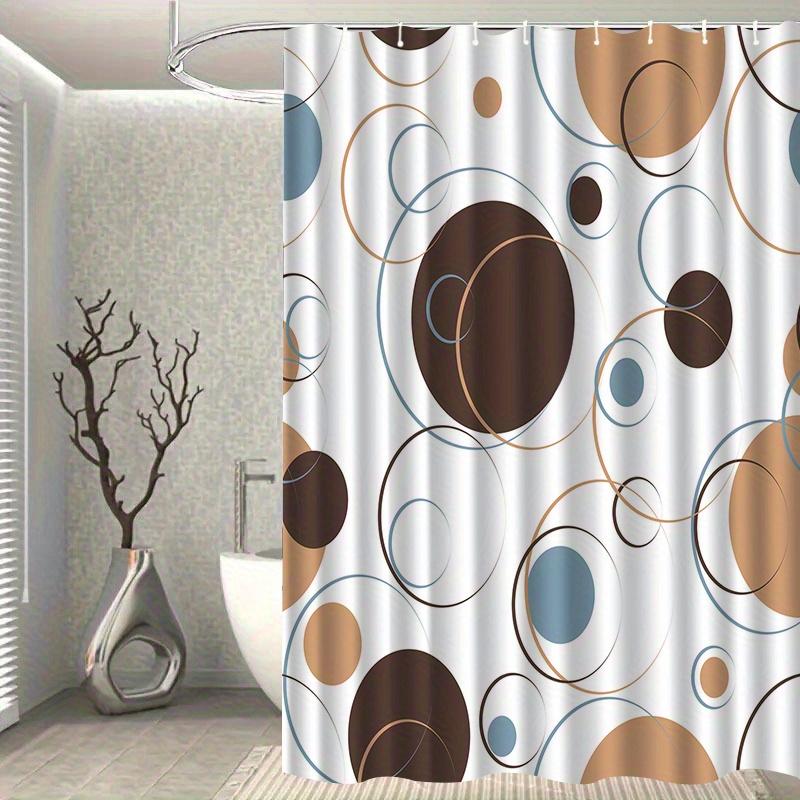 1Pc Modern Unisex Circular Patterned Shower Curtain, Polyester Fabric, Machine Washable, Suitable For Bathroom Dcor.