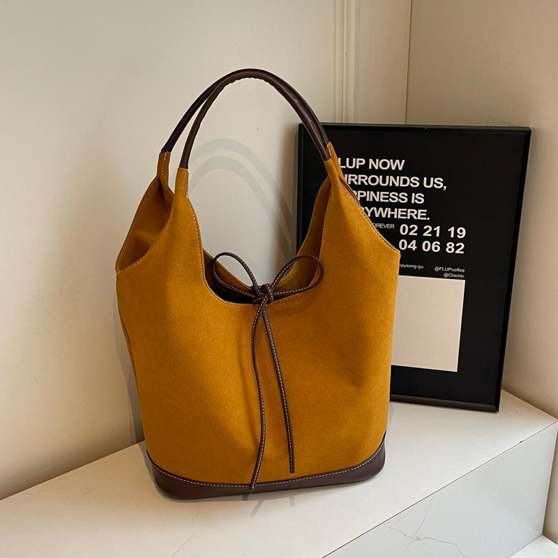 Vintage Frosted Large Capacity Women's Bag Autumn Winter Faux Suede Tote Bucket Bags  New Lady Commuter Handbags