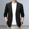 Formal Summer Suit Coat Business Coat Lapel Long Sleeves Double Buttons Straight Pockets Anti-wrinkle Solid Color Cardigan Loose Men Work Jacket