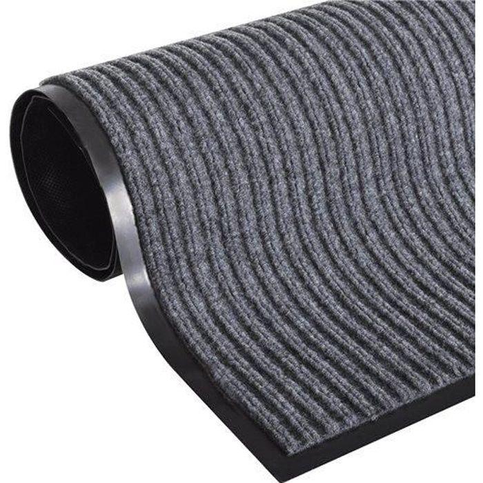 Tapis d'entrée - vidaXL - 90 x 150 cm - PVC Antidérapant - Gris - Rectangulaire