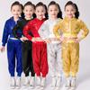 Children Sequins Jazz Dance Modern Cheerleading Hip Hop Costume For Kids Boy Girls Crop Top And Pant Performance Outfits Clothes