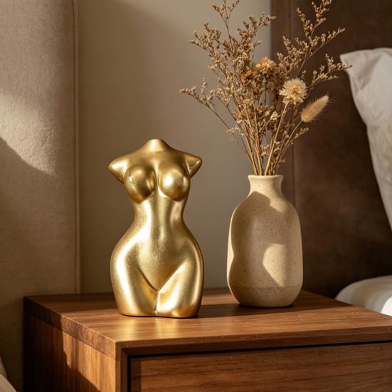 Yousheng Vase Ornament, Women Figure Shape Vase for Flower Arrangement Decoration, Bedroom Living Room Balcony Garden Windowsill Home