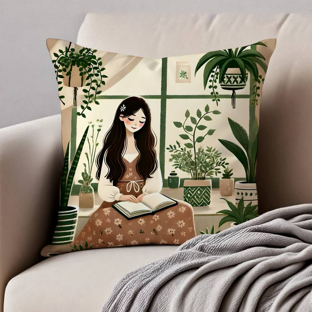 Blumen P-Pflanze G-Mädchen Kissenbezug Milbenschutz Kissenbezug Verdeckter Reißverschluss Seidiger Kurzplüsch Sofakissenbezug