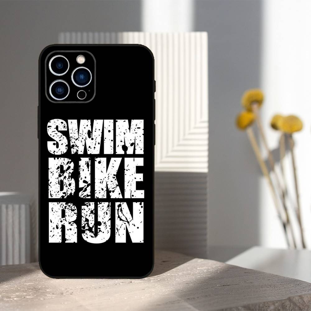 Triathlon Schwimmen Radfahren Laufen Für iPhone 12,14,13,15,16,11,17,X,Mini,XR,SE,XS,Plus,Pro,Max,8,7,Weiche Silikon Schwarze Hülle