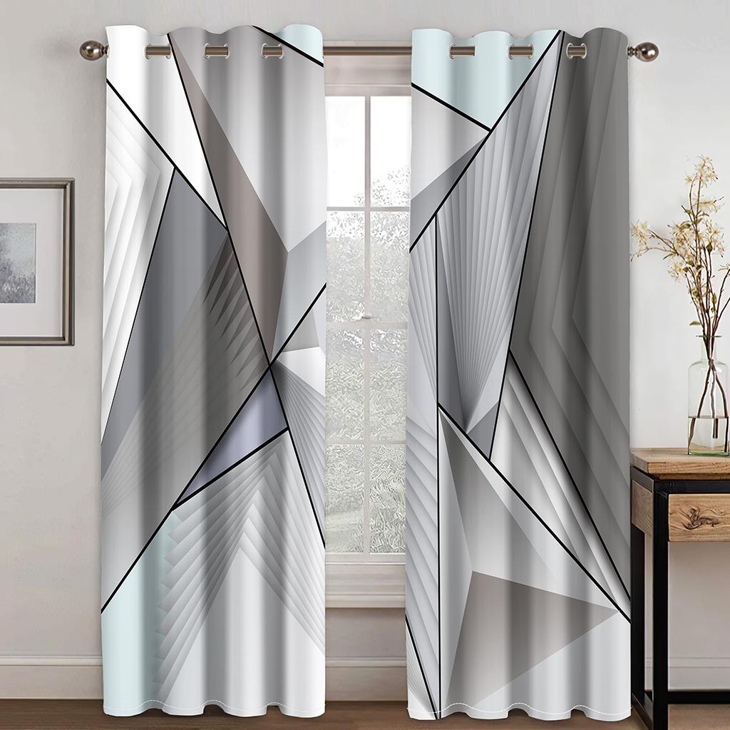 

3D геометрический узор простой ветер декоративные шторы подходят для роскошного офиса гостиной спальни кухни балкона 2 шт. 50W130H(CM)X2PCS&Hook