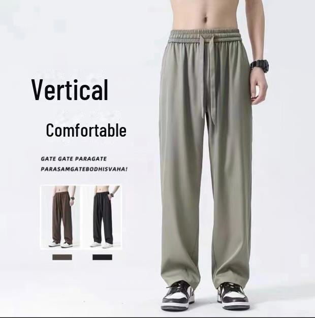 

Мужские повседневные брюки Ice Silk Wide-Leg 2023 года — летний модный тренд 2XL темно-серого