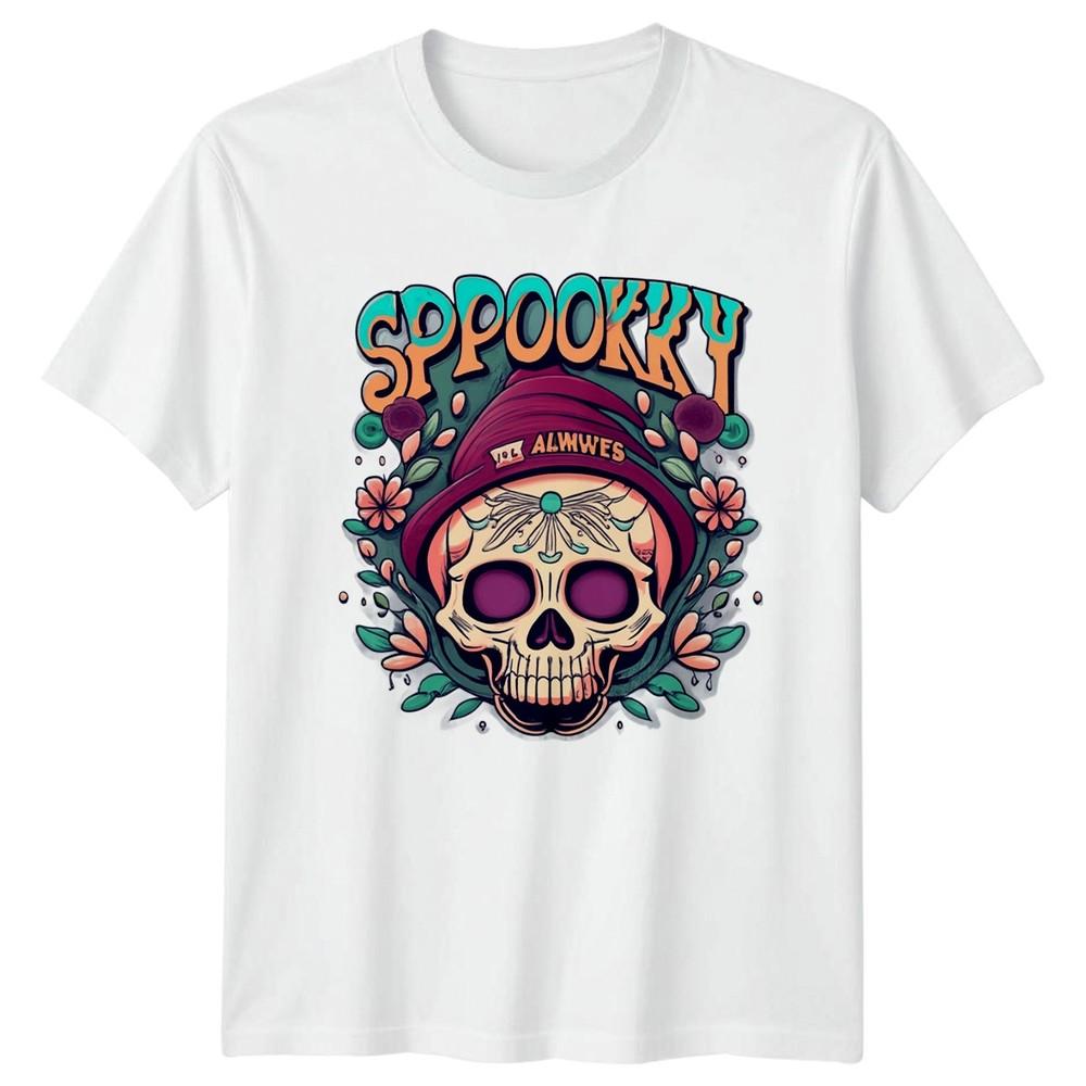 Sppookky Alwwes Unisexs TShirt Floral Skeleton Halloween Halloween Gift For Her S