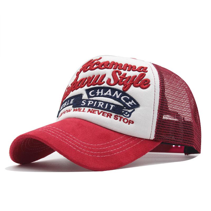 Letter Three-Dimensional Embroidery Baseball Cap Patch Embroidery Flower Cap Mesh Cap Mesh Cap Adjustable красный
