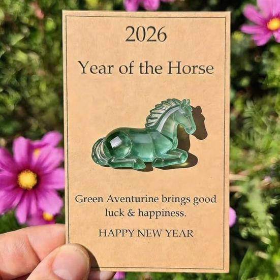 Abraço de Bolso Cavalos da Sorte com Cartão Traz Boa Sorte 2026 Ano do Cavalo Medalhão de Bolso Decoração Presentes de Feliz Ano Novo