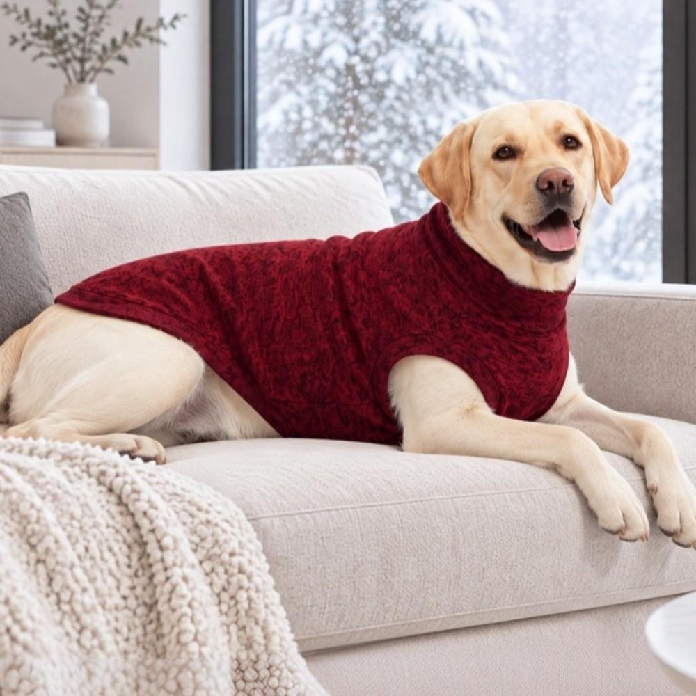 High Neck Dog Winter Turtleneck Sweater Stretchy Pet Home Apparel Dog Sleeveless Outfit Daily Play