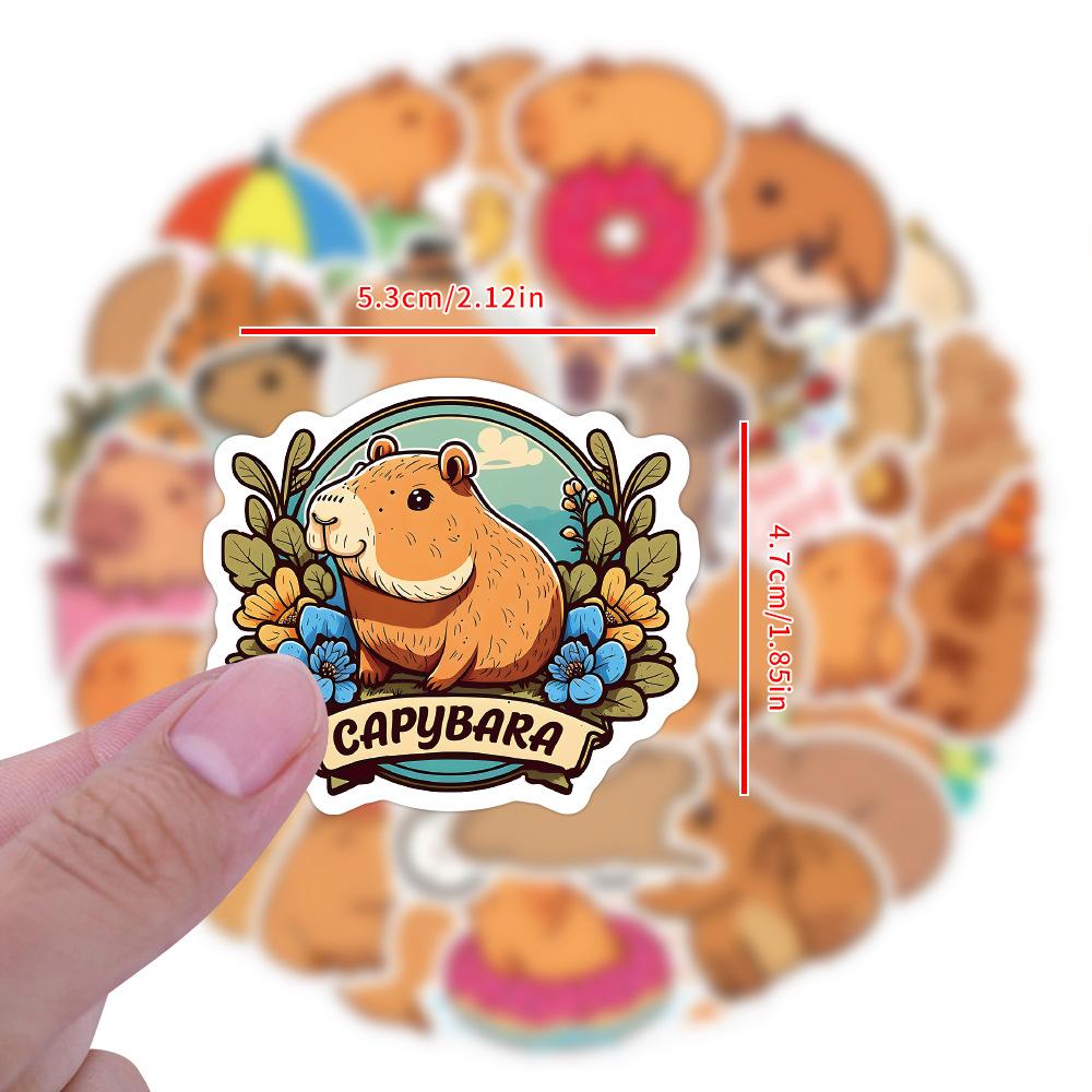 60 Cartoon Capybara Capybara Graffiti Stickers Children's DIY Skateboard Suitcase Mobile Phone Waterproof Stickers