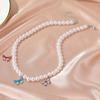Women's Necklace Pearl Colorful Butterfly-shaped Clavicle Chain