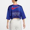 Nike V-Neck Pullover Sports Casual Short Sleeve T-Shirt Women Tops Blue HF6288-455
