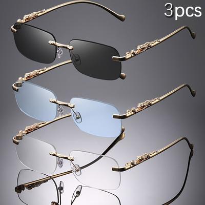 1/3 Pack Retro Square Metal Glasses for Men Women Stylish Minimalist Frame Decorative Lenses Fashion Accessory