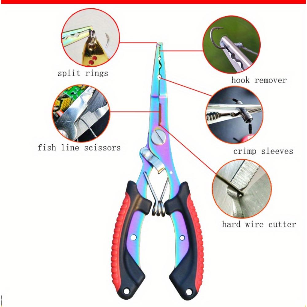 Spot Edelstahl Farbe Titan Zweifarbige Hawkbill Fischkontrollzange, Hakenpicking, Angelzange, Multifunktionale Luya-Zange