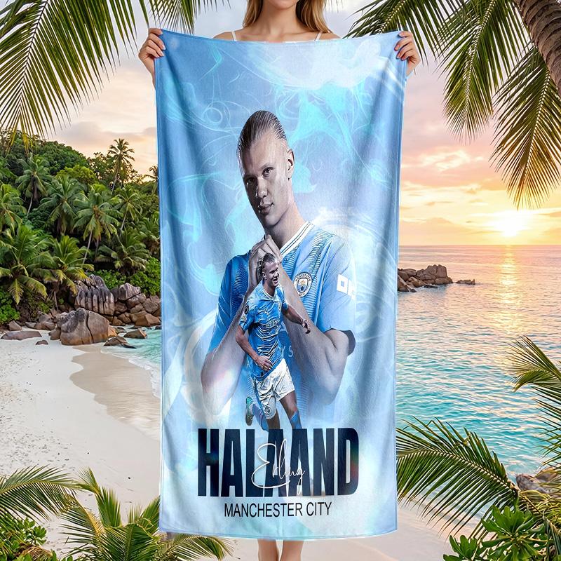 Erling Haaland Strandtuch Weiches Mikrofaser Sommerhandtuch Schnelltrocknendes Saugfähiges Handtuch für Strand Schwimmbad Reisen