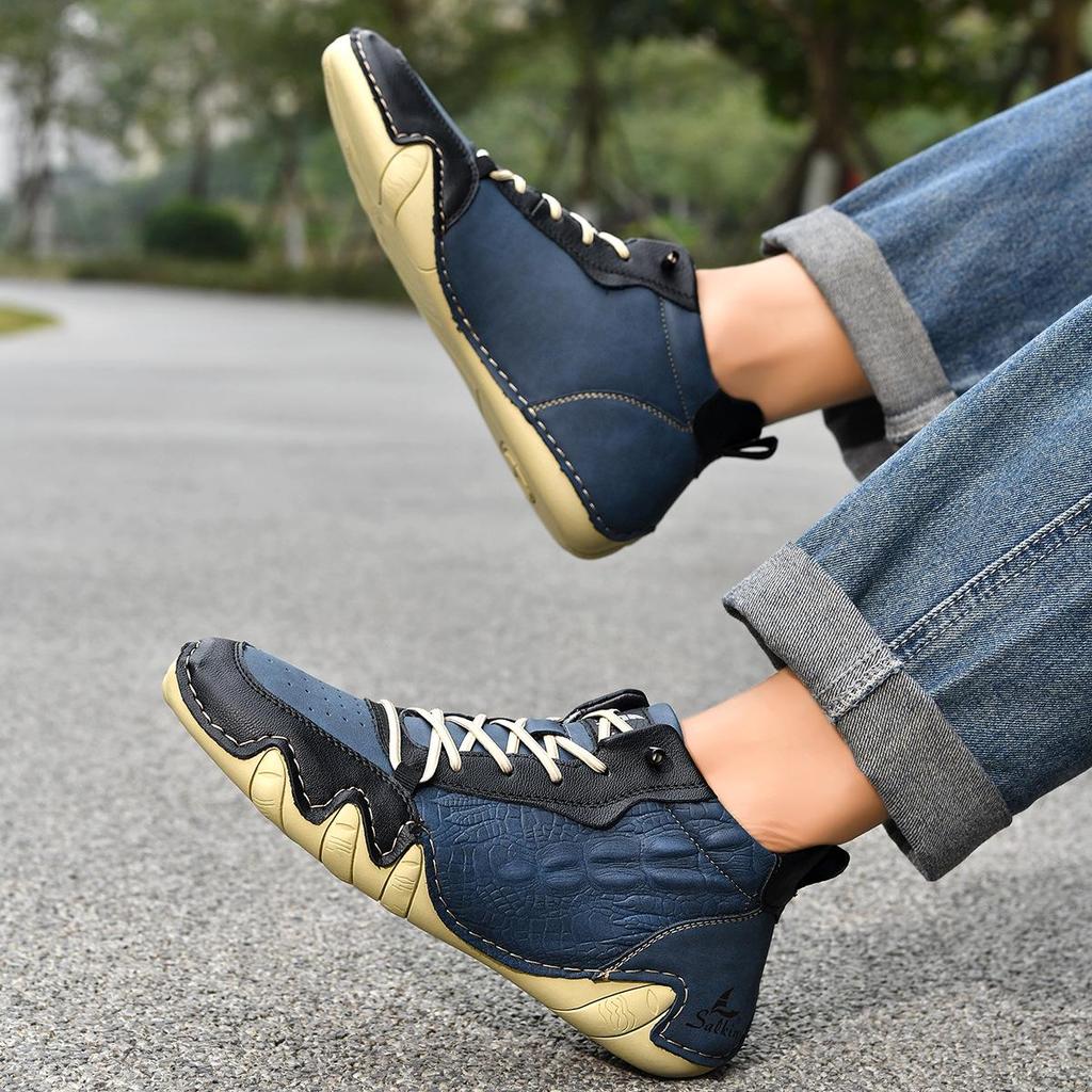 New Men's Mid-Top Octopus Martin Boots - Spring/Autumn Handmade Casual Outdoor Shoes