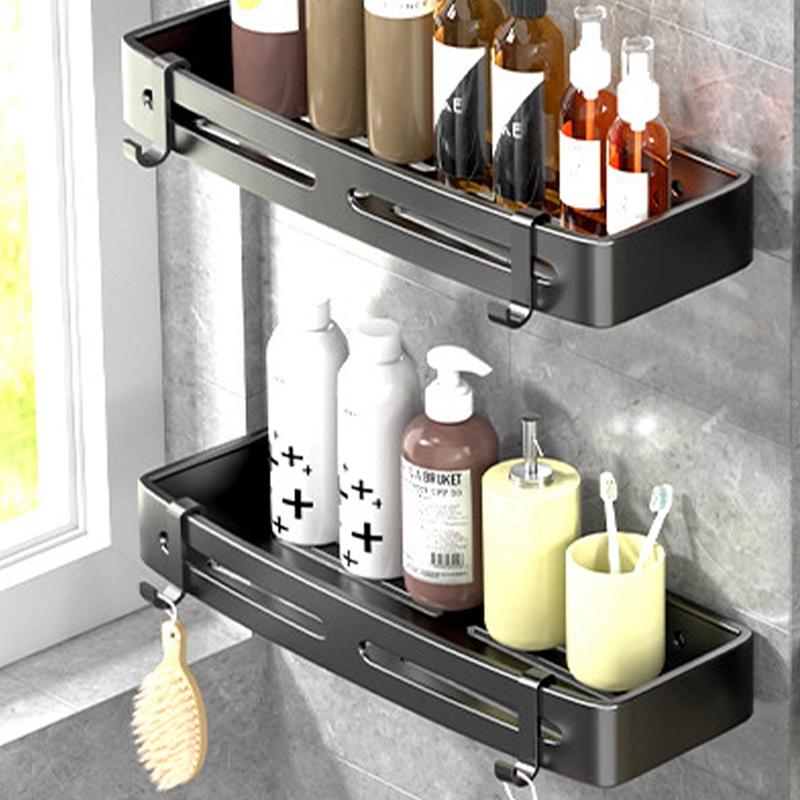 Punch-free Bathroom Shelf Space Aluminum Corner Shelves Suction Cup Triangle Basket Shower Rack For Bathroom Accessories