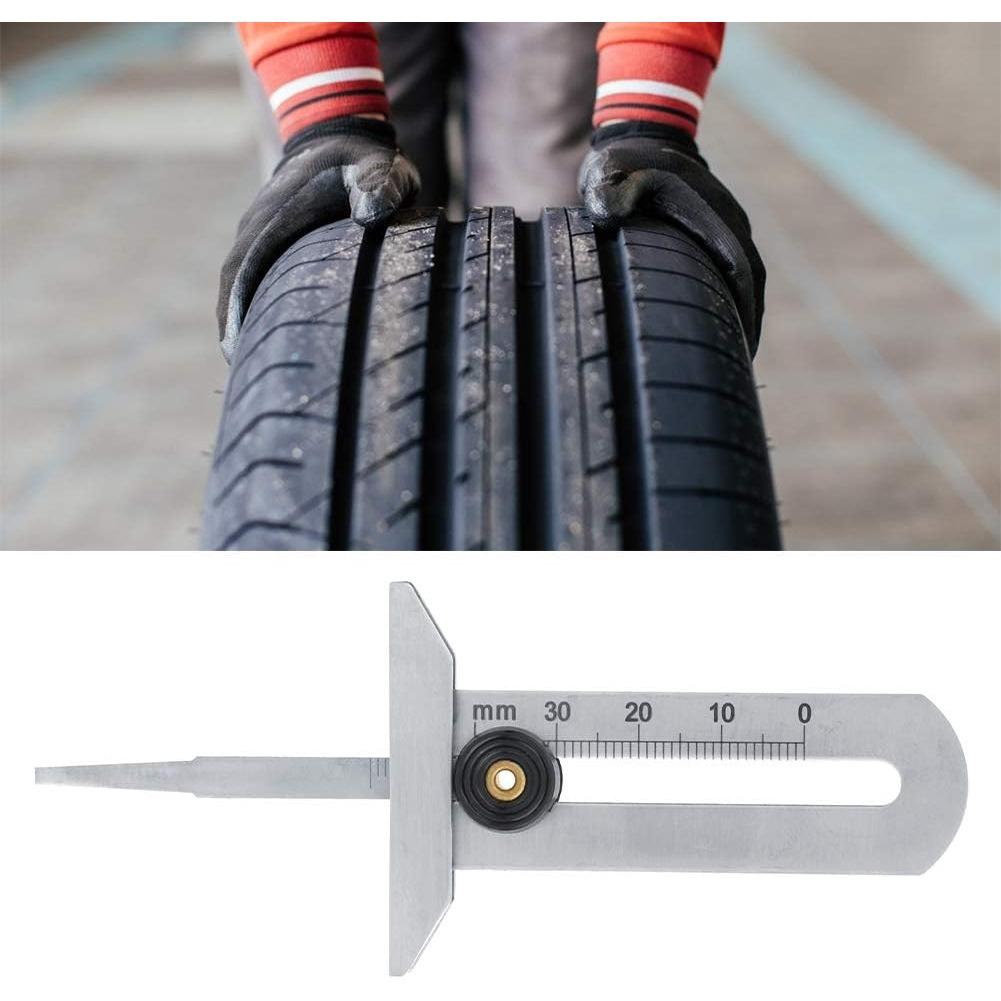 Tire Tread Depth Gauge, Stainless Steel Caliper, Depth Measuring Tool, 0-30mm, Tread Brake Shoe, Tire Monitoring System