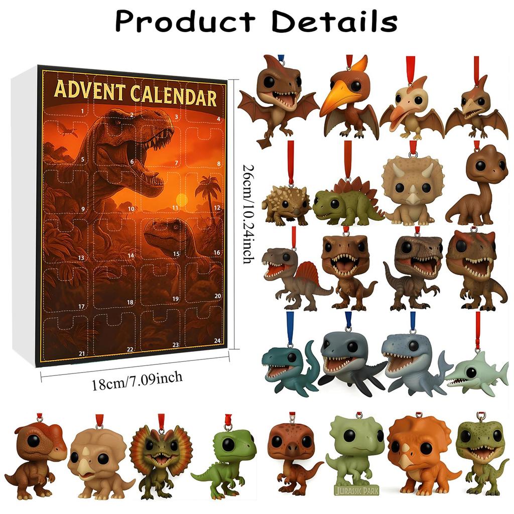 Dinosaur Park Advent Calendar 2025 with 24 Surprise Figures Christmas Advent Calendar for Halloween and Christmas