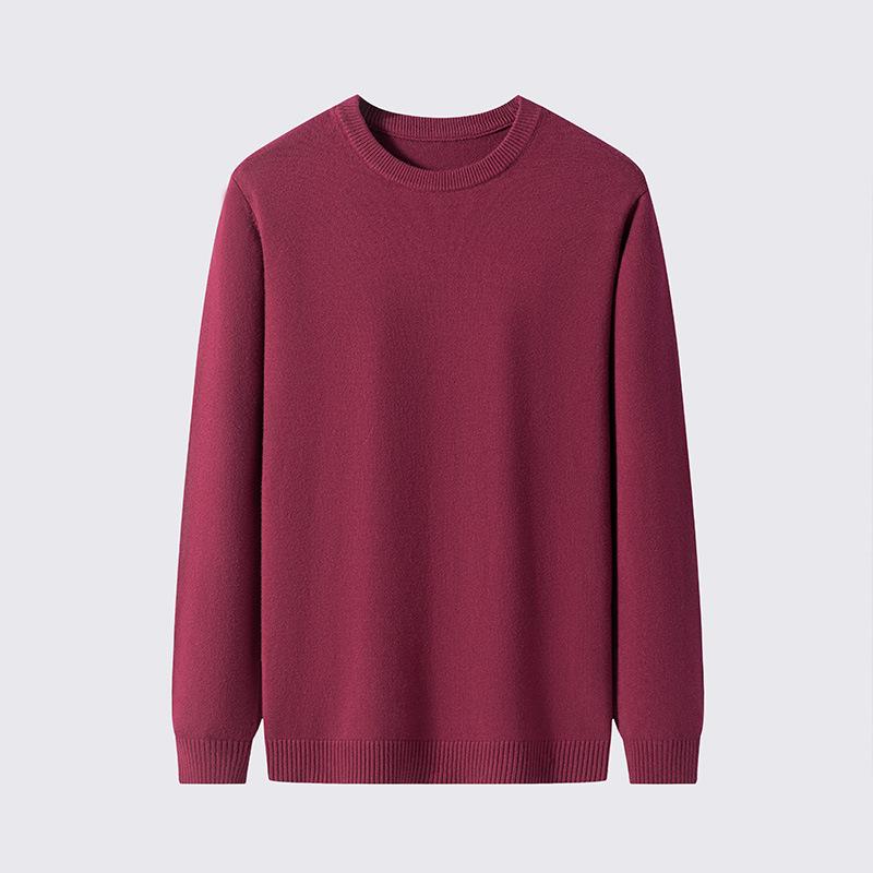 Solid Color Bottoming Shirt Casual Sweater Long Sleeve Knit Sweater Men's Round Neck Sweater Autumn Winter Large Size Loose Keep Warm Top