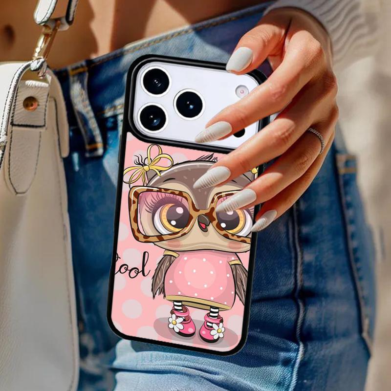Fashion Cartoon Owl Phone Case For iPhone 17 Air 14 15 13 12 Max Cover For Apple 14 15 16 16e 11 Pro Max Plus Coque