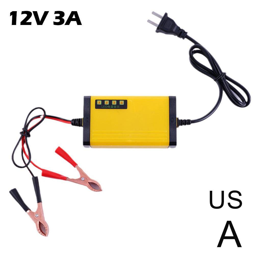 12V 3A Car Battery Charger LED Display 100-240V EU US Smart Car Motorcycle Charger For 12V 2AH-20AH Lead-acid Battery NEW N2G5