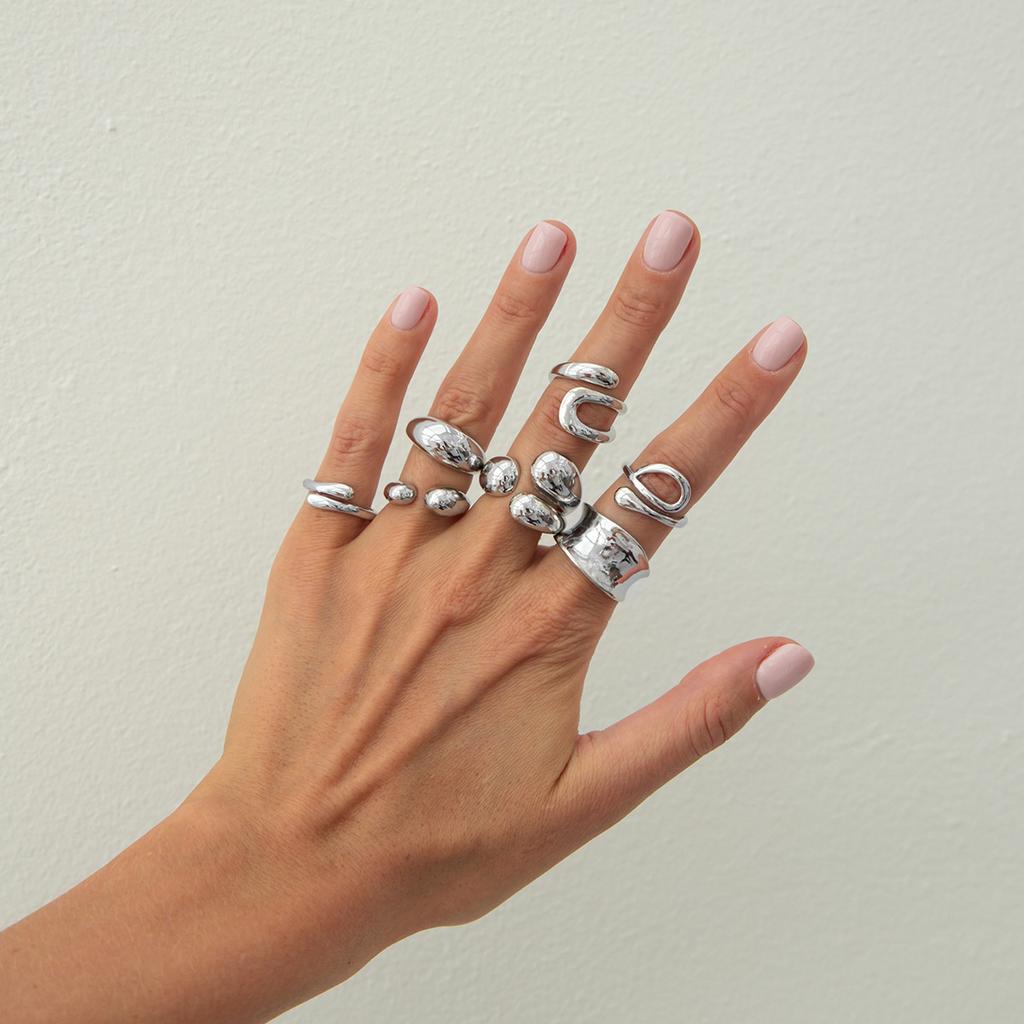 Creative Open Ring Set for Women Wedding Jewelry Trendy Elegant Gold Color Punk Vintage Geometric Adjustable Finger Rings
