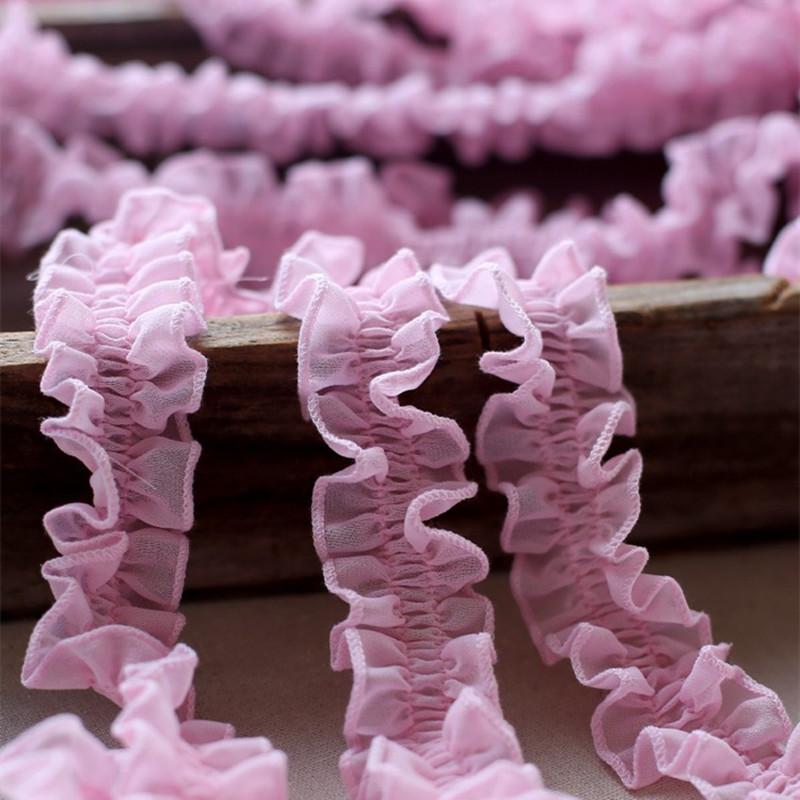 Bright Cartoon Color Chiffon Center Pleated Lace Ribbon DIY Children's Clothing Skirt Headband Headgear Hat Handcraft Materials