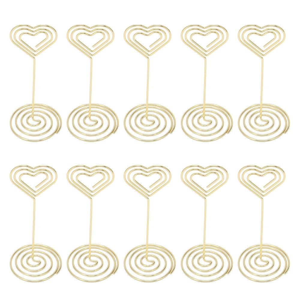 10Pcs Heart Shape Place Card Holder Stable Base Name Card Clips Table Number Holders  Wedding Party