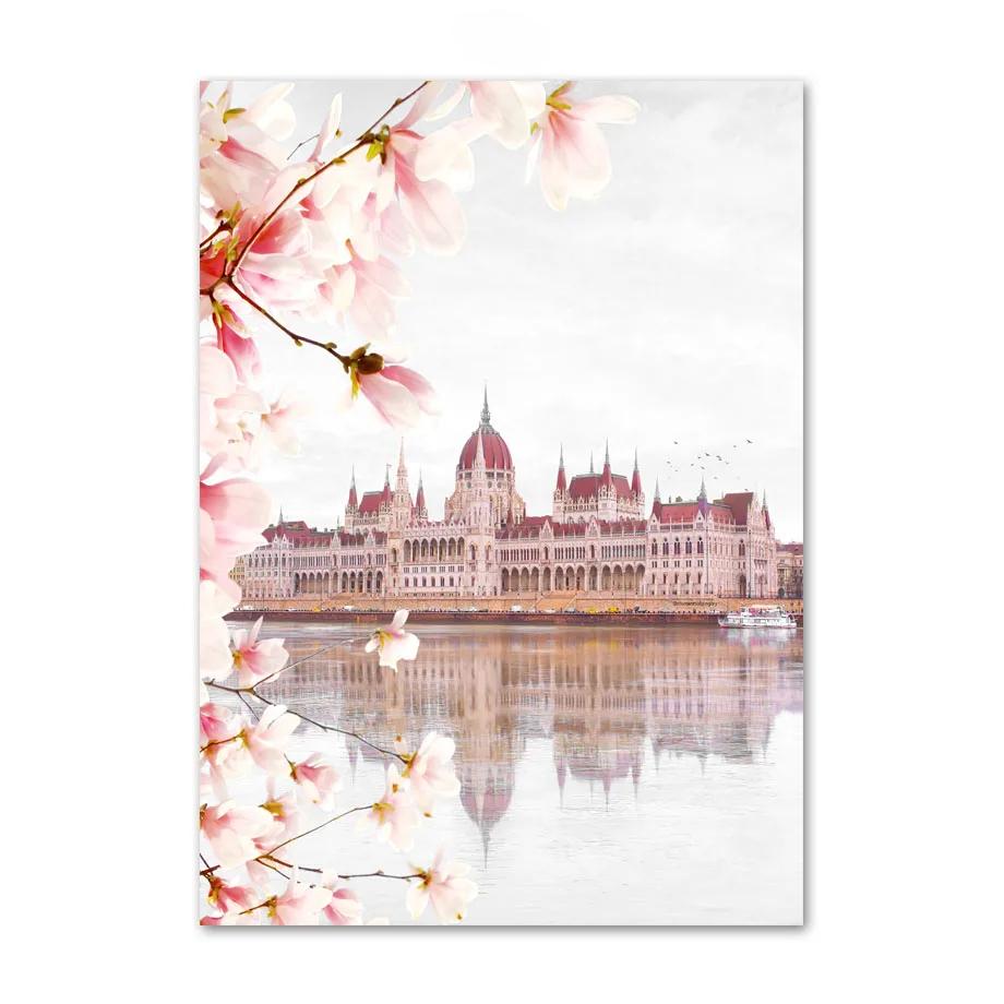 Rosa Kirschblüte Pfingstrose Orchidee Blume Nordic Poster Wand Kunst Leinwand Malerei Und Drucke Wand Bilder Für Schlafzimmer Wohnkultur