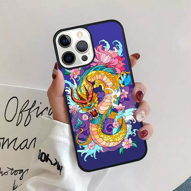 Japanese Dragon Style Phone Case For iPhone 11 12 13 14 Pro Max Mini Cover For iPhone X XS Max XR 5 6 7 8 Plus Coque