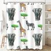 Animal Friends: Cute Safari Animal Shower Curtain Set With Green Trees Perfect For Your Bathroom Decor
