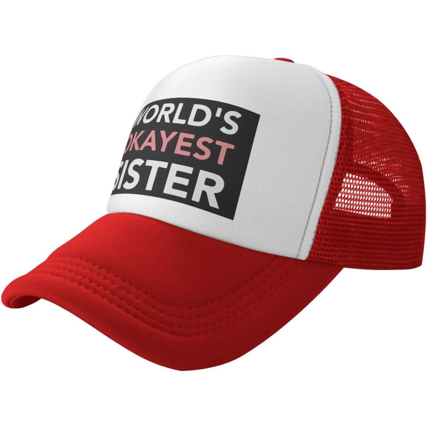 Worlds Okayest Sister Trucker Hat Adjustable Mesh Baseball Snapback Cap Unisex Casual Outdoors XS(old)