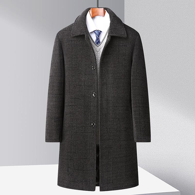 Autumn and Winter New Men's Chenille Coat Trench Coat Men's Business Casual Long Velvet Thickened Coat Coat Men