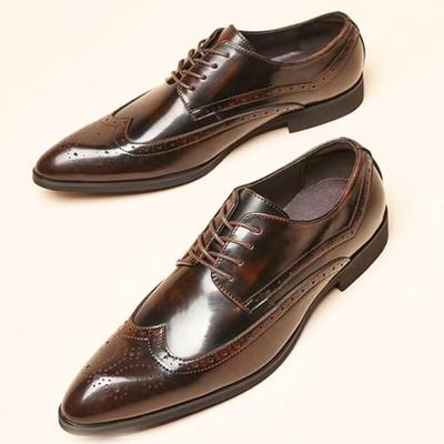 Britischer Gentleman Herren Spitzschuhe Schwarz Braun Glänzend Schnürschuhe Lässige Kleidung Heimkehr Brogues Schuhe Männlich Formell Hochzeitsschuhwerk