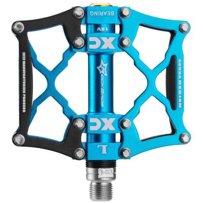 ROCKBROS Bicycle Pedals, Cross Bike/MTB, Aluminum Alloy, Lightweight, Non-Slip, Bearings, 9/16" (Blue & Black)