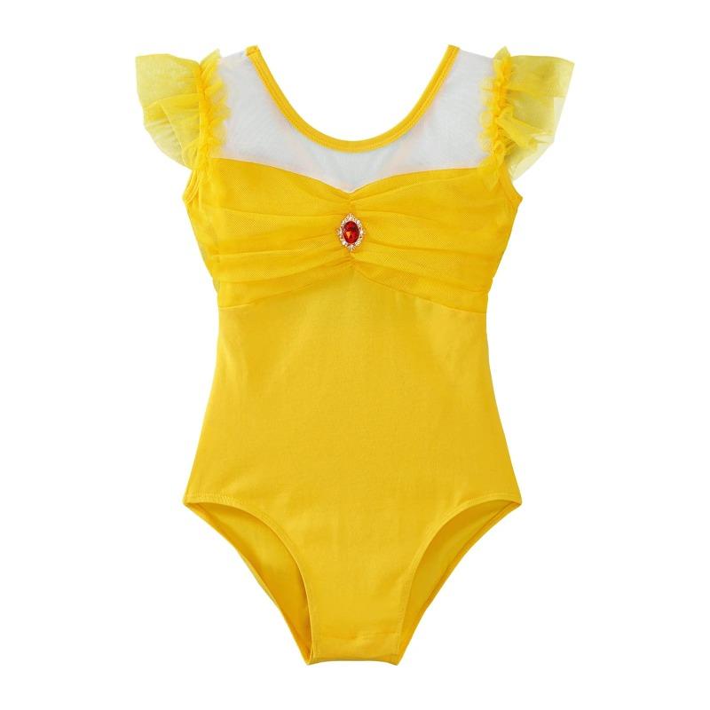 Ruffle Sleeve Ballet Leotard Girls Kids Gymnastics Bodysuit Ballerina Fairy Party Dancing Training Performance Dancewear