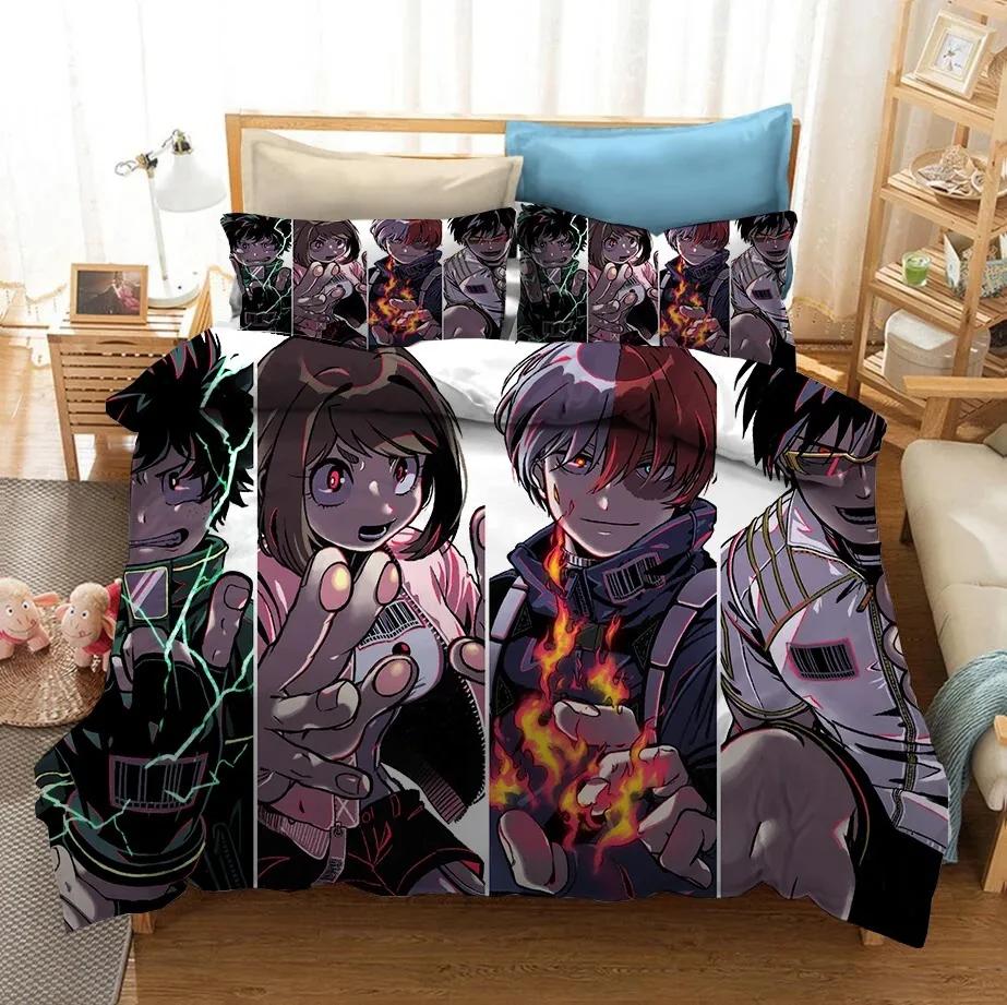 3D Printed My Hero Academia Bedding Set Duvet Cover Pillowcases Comforter Bedclothes Bed Linen Cute Bed Set For Kids Adults