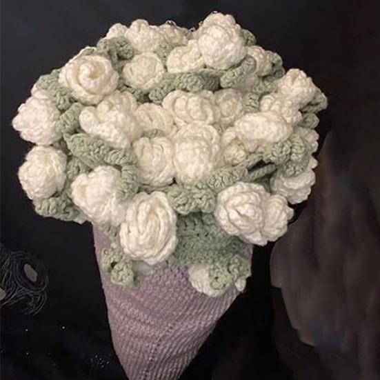 Crochet Flower Blanket Handmade Rose Bouquet Blanket Lily of The Valley Crocheted Bouquet